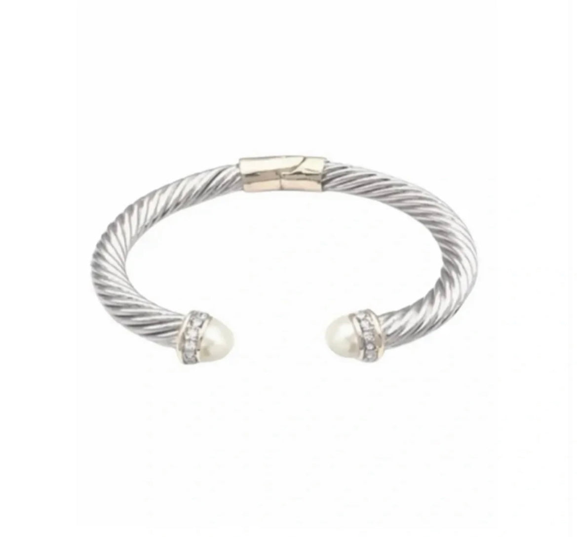 Two Tone Cable Cuff Bangle