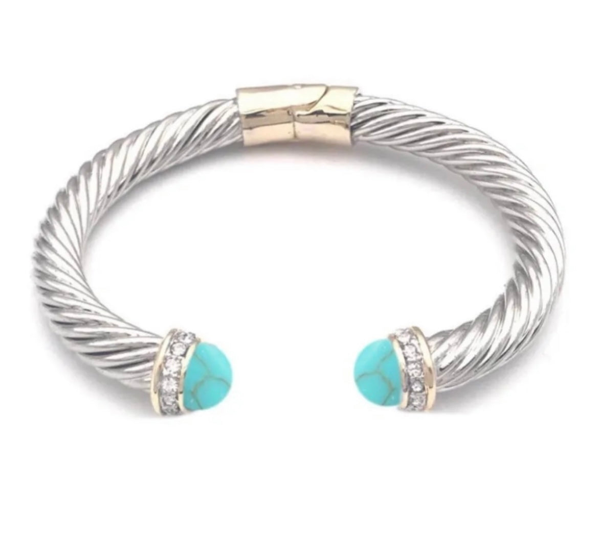 Two Tone Cable Cuff Bangle
