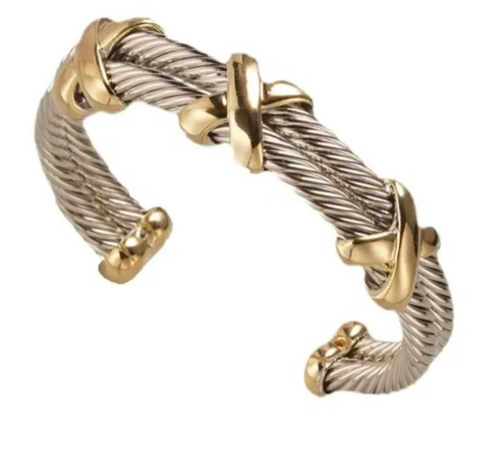 X Cable Cuff Bangle