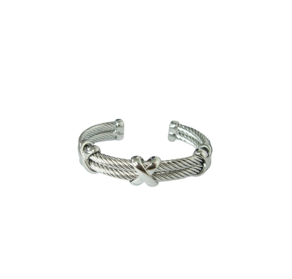 X Cable Cuff Bangle