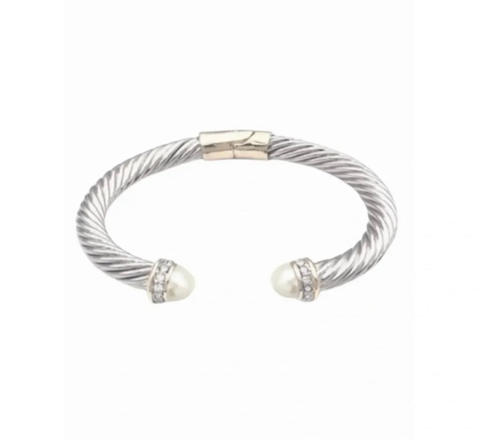 Two Tone Cable Cuff Bangle