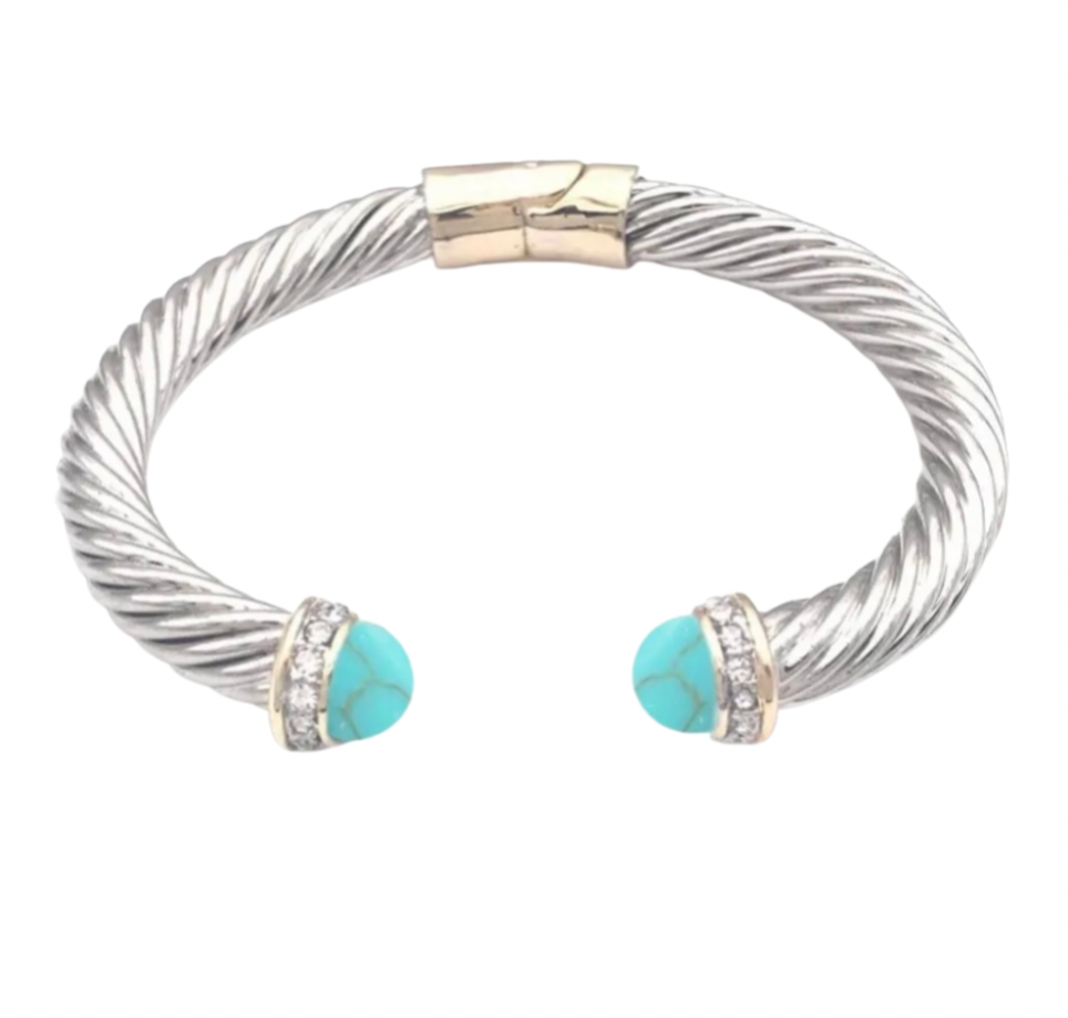 Two Tone Cable Cuff Bangle